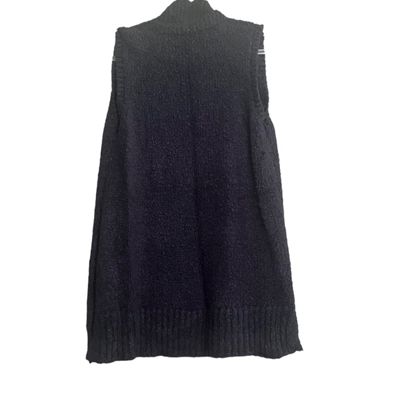 LOFT Womens XL Long Black Sleeveless Front Pockets Cardigan Sweater - Picture 3 of 6